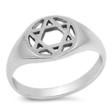 Sterling Silver Woman's Jewish Star of David Ring 925 Band 10mm Sizes 4-10