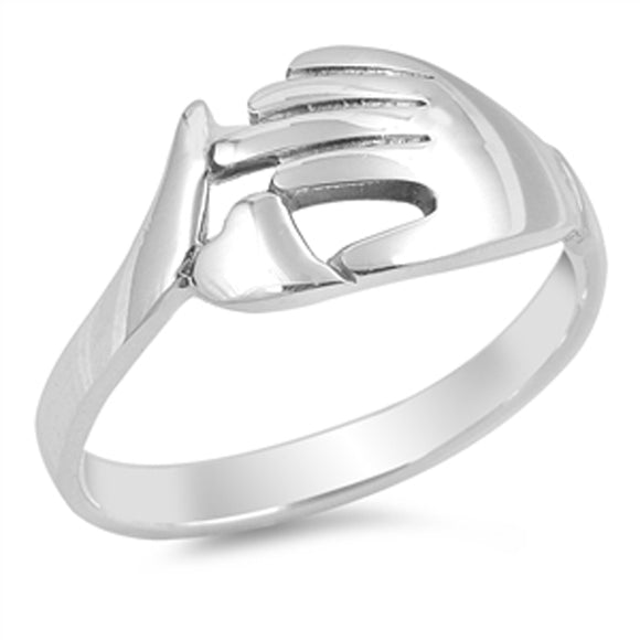 Helping Hand Heart Friendship Gift Ring New .925 Sterling Silver Band Sizes 5-10