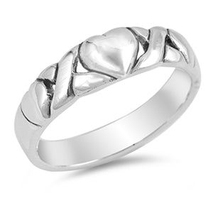 Heart Criss Cross Knot Purity Promise Ring .925 Sterling Silver Band Sizes 5-10