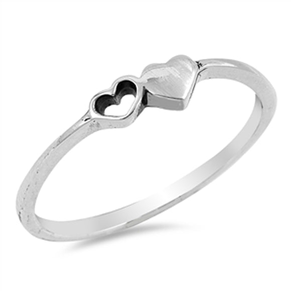 Cutout Heart Purity Promise Dainty Ring New .925 Sterling Silver Band Sizes 4-10