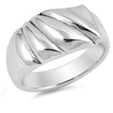 High Polish Groove Ribbon Beautiful Ring New 925 Sterling Silver Band Sizes 6-10