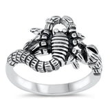 Oxidized Scorpion Dangerous Animal Biker Ring Sterling Silver Band Sizes 4-11