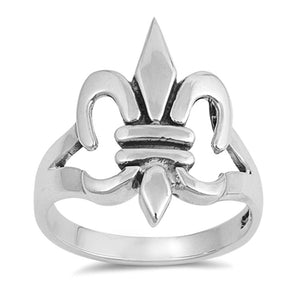 Fleur De Lis Filigree Flower Vintage Ring .925 Sterling Silver Band Sizes 5-10