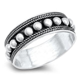 Sterling Silver Womans Men's Bali Rope Bead Ring Unique 925 Band 7mm Sizes 5-12
