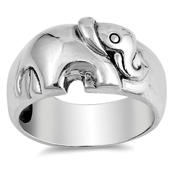 Sterling Silver Woman's Elephant Ring Beautiful Pure 925 Band 11mm Sizes 6-10