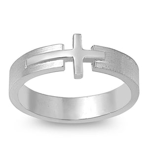 High Polish Sideways Cross Purity Ring New .925 Sterling Silver Band Sizes 5-10