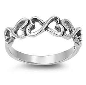 Oxidized Infinity Heart Purity Promise Ring .925 Sterling Silver Band Sizes 4-10