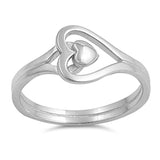 Heart Loop Love Knot Puzzle Ring New .925 Sterling Silver Band Sizes 4-10