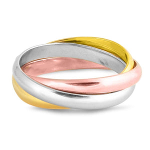 Rose Gold-Tone Triple Rolling Wedding Ring .925 Sterling Silver Band Sizes 5-10