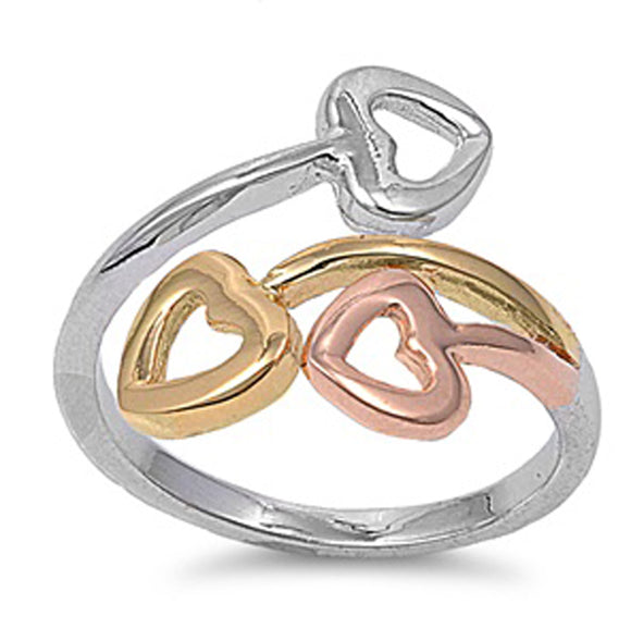 Rose Gold-Tone Heart Purity Promise Ring New 925 Sterling Silver Band Sizes 5-11