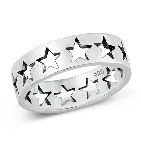 Cutout Star Filigree Friendship Cute Ring .925 Sterling Silver Band Sizes 6-10