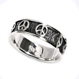 Sterling Silver Woman's Peace Sign Unique Ring Fashion 925 Band 6mm Sizes 5-9