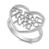 Friend Amigo Ami Heart Script Word Ring New .925 Sterling Silver Band Sizes 5-9