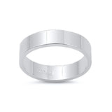 Cigar Wedding 5mm Flat Plain Ring New .925 Sterling Silver Band Sizes 4-14