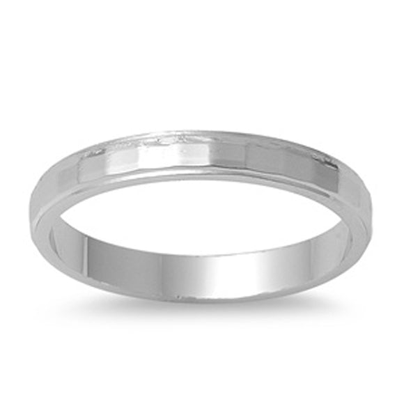 Diamond-Cut Thin Wedding Ring New .925 Sterling Silver Band Sizes 3-10