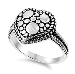 Bali Rope Halo Heart Nugget Promise Ring New 925 Sterling Silver Band Sizes 5-9