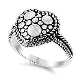 Bali Rope Halo Heart Nugget Promise Ring New 925 Sterling Silver Band Sizes 5-9