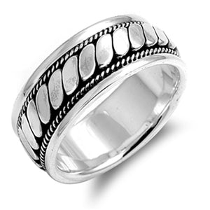 Rope Spinner Twist Bali Wedding Ring .925 Sterling Silver Band Sizes 8-14