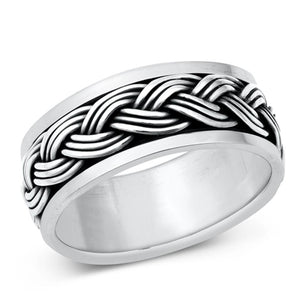 Oxidized Weave Mesh Knot Wedding Ring New .925 Sterling Silver Band Sizes 7-14