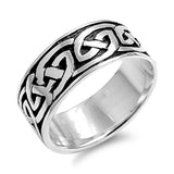 Oxidized Celtic Endless Knot Wedding Ring .925 Sterling Silver Band Sizes 8-14