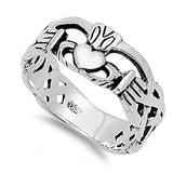 Oxidized Claddagh Celtic Knot Heart Ring New 925 Sterling Silver Band Sizes 4-12