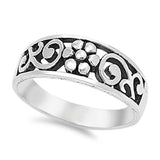 Oxidized Flower Filigree Swirl Cutout Ring .925 Sterling Silver Band Sizes 4-10