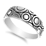 Oxidized Round Etched Wide Petite Ring New .925 Sterling Silver Band Sizes 5-10