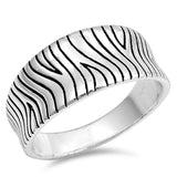 Oxidized Wave Etched Flame Wedding Ring New .925 Sterling Silver Band Sizes 5-10