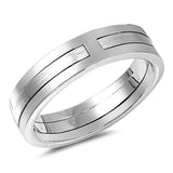 Puzzle Brushed Wedding Ring New .925 Sterling Silver Wide Band Sizes 5-12