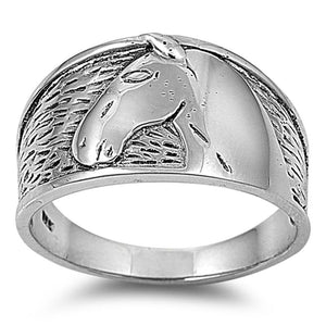 Oxidized Horse Farm Animal Head Ring New .925 Sterling Silver Band Sizes 7-13