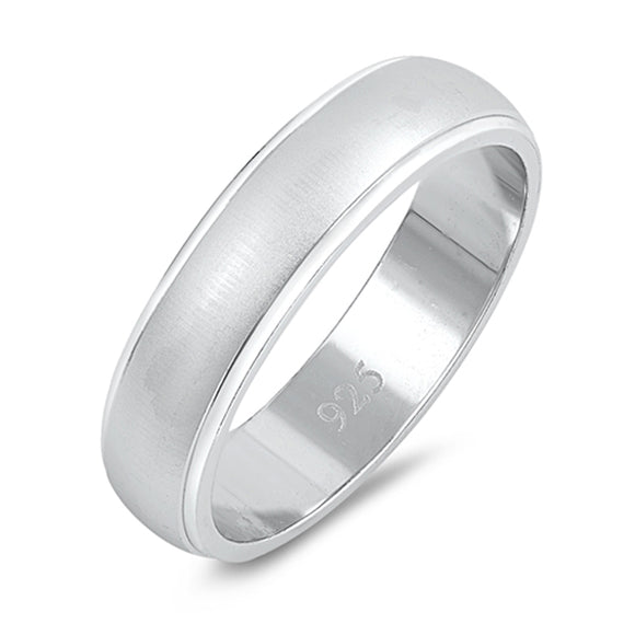 Matte Finished Shiny Edge Wedding Ring New .925 Sterling Silver Band Sizes 6-13