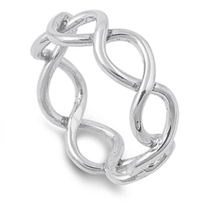 Eternity Infinity Criss Cross Knot Wide Ring 925 Sterling Silver Band Sizes 4-14