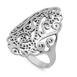 Dot Infinity Swirl Filigree Wide Vintage Ring Sterling Silver Band Sizes 6-10