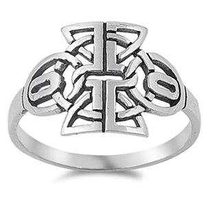 Oxidized Tribal Celtic Filigree Knot Ring .925 Sterling Silver Band Sizes 5-10