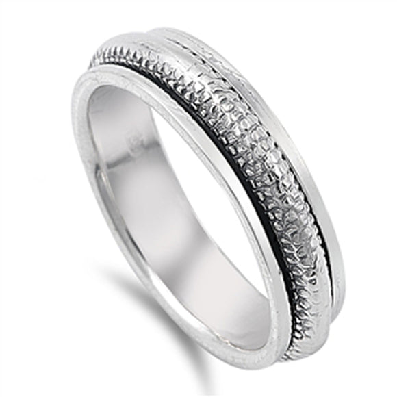 Spinner Coil Wedding Ring New .925 Sterling Silver Wide Band Sizes 8-14