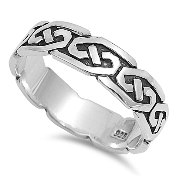 Oxidized Celtic Criss Cross Tribal Eternity Ring Sterling Silver Band Sizes 4-15