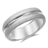 Sparkle Wide Satin Finish Wedding Ring New .925 Sterling Silver Band Sizes 4-14