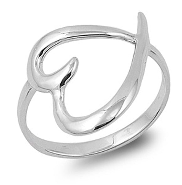 Heart Bow Statement Promise Wave Ring New .925 Sterling Silver Band Sizes 5-10