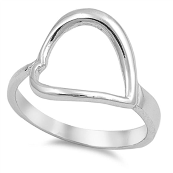 High Polish Heart Purity Wide Promise Ring .925 Sterling Silver Band Sizes 5-9