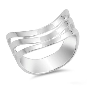 Curved Wave Stacked Thumb Ring New .925 Sterling Silver Band Sizes 5-10