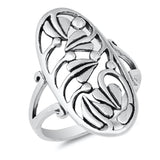 Antiqued Wide Leaf Bud Bead Filigree Ring .925 Sterling Silver Band Sizes 5-10