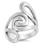Spiral Wide Wave Retro Chic Fun Ring New .925 Sterling Silver Band Sizes 6-12