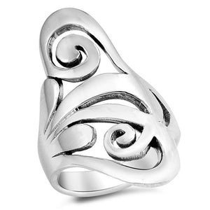 Oxidized Spiral Wide Statement Filigree Ring 925 Sterling Silver Band Sizes 6-12