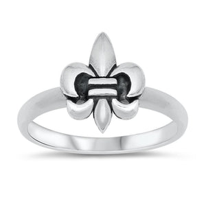 Fleur de Lis Lily Polished Elegant Ring New .925 Sterling Silver Band Sizes 1-10