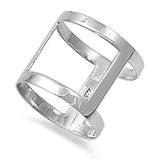 Wide Cork Open Bar Simple Long Ring New .925 Sterling Silver Band Sizes 5-10