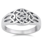 Oxidized Celtic Trinity Knot Endless Ring .925 Sterling Silver Band Sizes 5-10