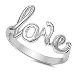 Sterling Silver Love in Script Ring Word New 925 Promise Band Sizes 3-14