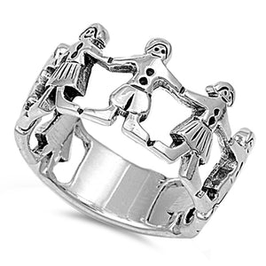 Children Family Ring New 925 Sterling Silver White Elephant Gift Band Sizes 6-9