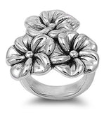 Hawaiian Tropical Plumeria Flower Ring New .925 Sterling Silver Band Sizes 6-9