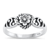 Antiqued Flower Heart Promise Ring New .925 Sterling Silver Band Sizes 4-12